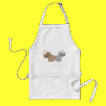 Two Cartoon Rhinos Cooking Apron by Lioness_Graphics Two Cartoon Rhinos Cooking Apron