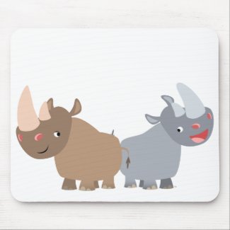 Two Cartoon Rhinos Mousepad mousepad