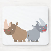 Two Cartoon Rhinos Mousepad by Lioness_Graphics Two Cartoon Rhinos Mousepad