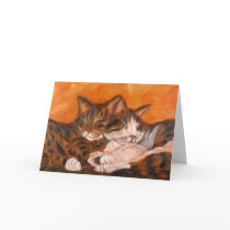 Two Cats Cuddling greeting card