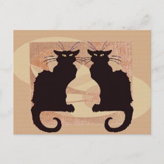 Two Cats Print Japanes Style Neko postcard