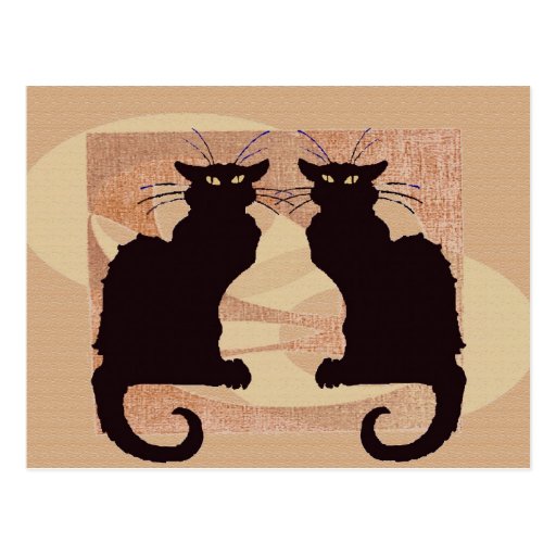 Two Cats Print Japanes Style Neko Postcard