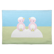 Two caucasian brides placemat