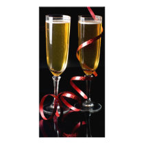 two champagne flute custom photo card