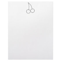 Two Cherries. White with Black Outline. Personalized Letterhead