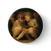 Two Cherubs Reading by Rosso Fiorentino Buttons