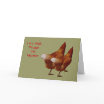 Two Chickens Side by Side: Valentine: Art Card