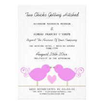Two Chicks Getting Hitched Lesbian Wedding Custom Invitation
