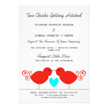 Two Chicks Getting Hitched Lesbian Wedding Invite