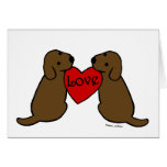 Two Chocolate Labradors Cartoon Thank You Greeting Card