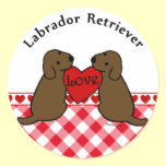 Two Chocolate Labradors with Love Cartoon stickers