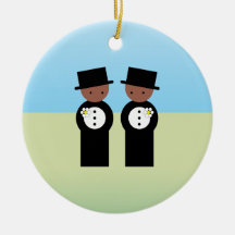 Two colored grooms christmas ornaments