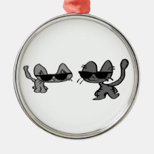Two Cool Cats Taking A Stroll Christmas Tree Ornaments
