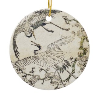 Two cranes and plum branch Katsukawa SHunsho Christmas Ornaments
