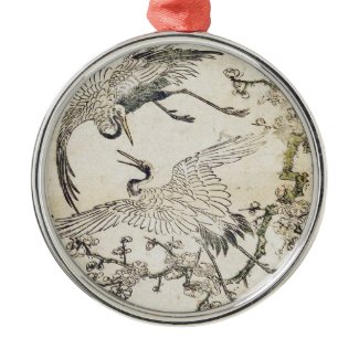 Two cranes and plum branch Katsukawa SHunsho Christmas Tree Ornament