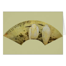 Two Cranes Fan Greeting Card