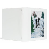 Two Cross Country Skiers Vinyl Binder