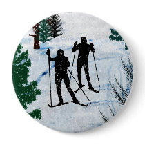 Two Cross Country Skiers Pin