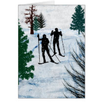 Two Cross Country Skiers Card