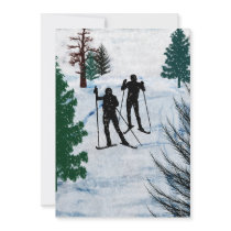 Two Cross Country Skiers Personalized Invitations