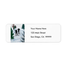 Two Cross Country Skiers Custom Return Address Labels