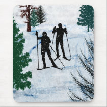 Two Cross Country Skiers Mousepads