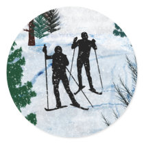 Two Cross Country Skiers Stickers