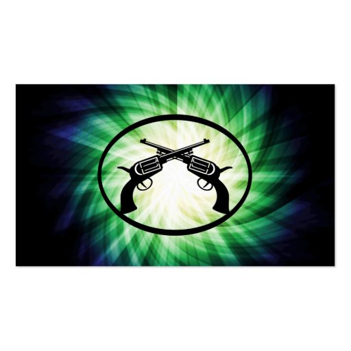 Two Crossed Pistols; Glowing Business Card Templates (back side)