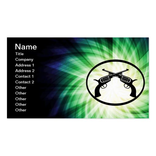 Two Crossed Pistols; Glowing Business Card Templates (front side)
