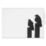 Two crows on posts greeting card