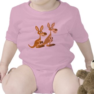 Two Cute Cartoon Kangaroos Baby shirt