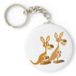 Two Cute Cartoon Kangaroos Keychain