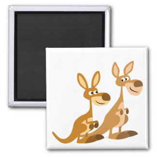 Two Cute Cartoon Kangaroos Magnet magnet