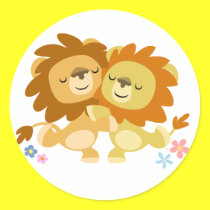 Zwei netter Karikatur-Löwe-Tango-Aufkleber sticker