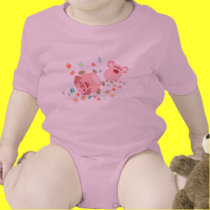 Zwei nette Karikatur-Schwein-im Frühjahr Baby-Klei t-shirts