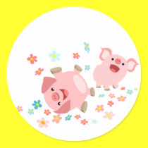 Zwei netter Karikatur-Schwein-im Frühjahr Aufklebe sticker