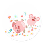 Zwei netter Karikatur-Schwein-im Frühjahr Aufklebe sticker