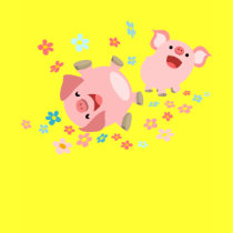 Two Cute Cartoon Pigs in Spring Women T-Shirt