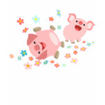 Zwei nettes Karikatur-Schwein-im Frühjahr Frauen-T t-shirts
