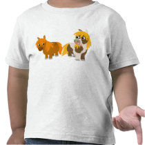 Two Cute Cartoon Ponies Children T-shirt by Lioness_Graphics Two Cute Cartoon Ponies Children T-shirt