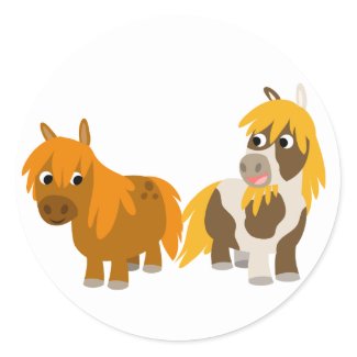 Two Cute Cartoon Ponies sticker sticker