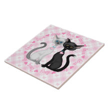 Two Cute Cats in Love Tiles