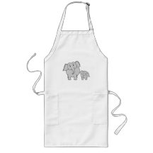 Two Cute Elephants. Cartoon. Aprons