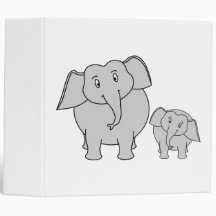 Two Cute Elephants. Cartoon. Binders