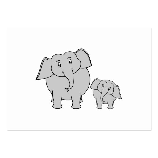 Two Cute Elephants. Cartoon. Business Cards (front side)