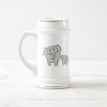 Two Cute Elephants. Cartoon. Coffee Mug
