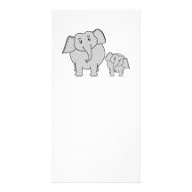 Two Cute Elephants. Cartoon. Customized Photo Card