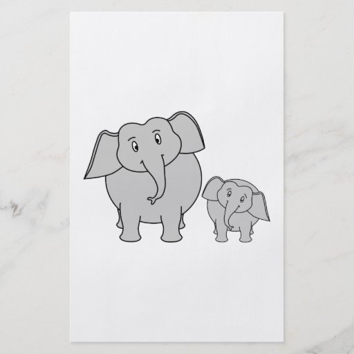 Two Cute Elephants. Cartoon. Flyers