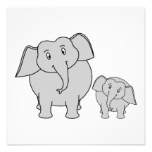 Two Cute Elephants. Cartoon. Personalized Announcements