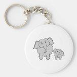 Two Cute Elephants. Cartoon. Key Chains